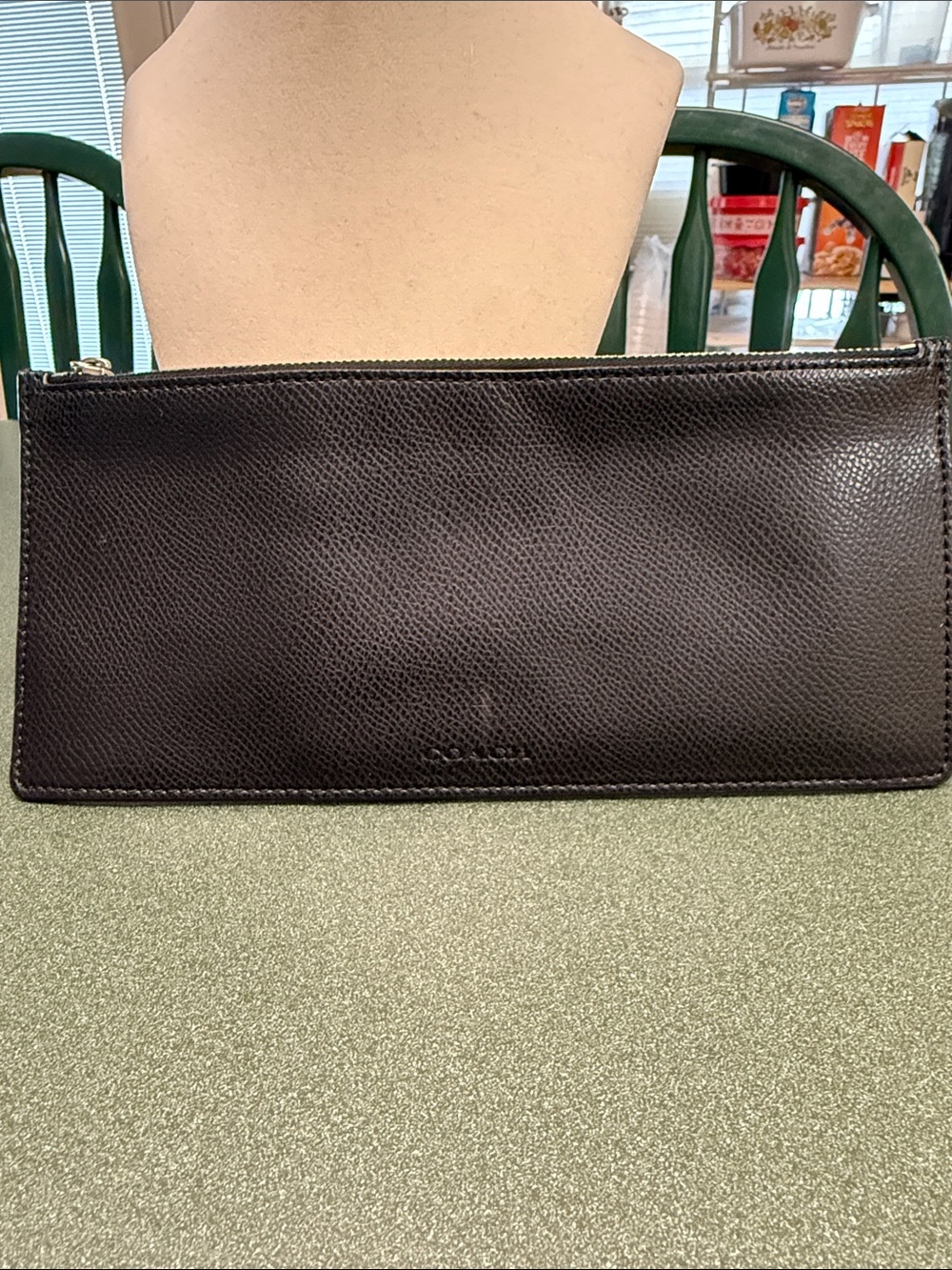 Coach Black  Leather Zip Clutch /Pouch